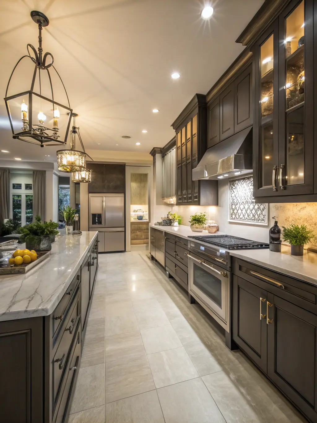 An interior shot of a newly renovated kitchen, highlighting modern cabinetry, countertops, and lighting fixtures, reflecting a seamless design.